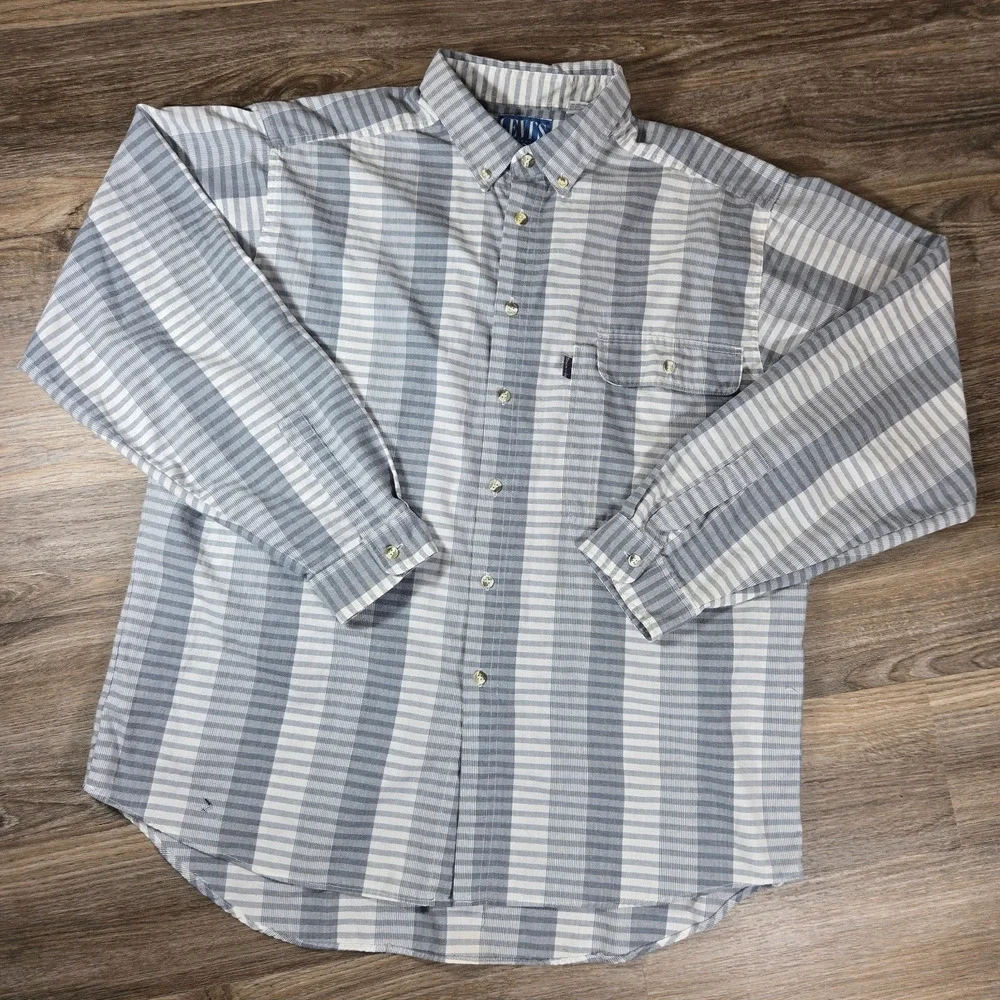 Vintage 90s Levis San Francisco Shirt Mens XL Gray Stripe Western Workwear